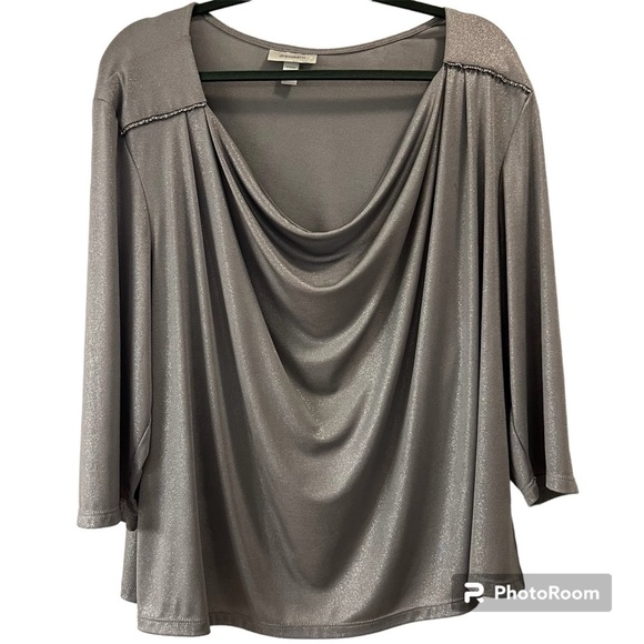 Dress Barn Tops - Dress Barn Silver Sparkle Shimmer Dressy Top